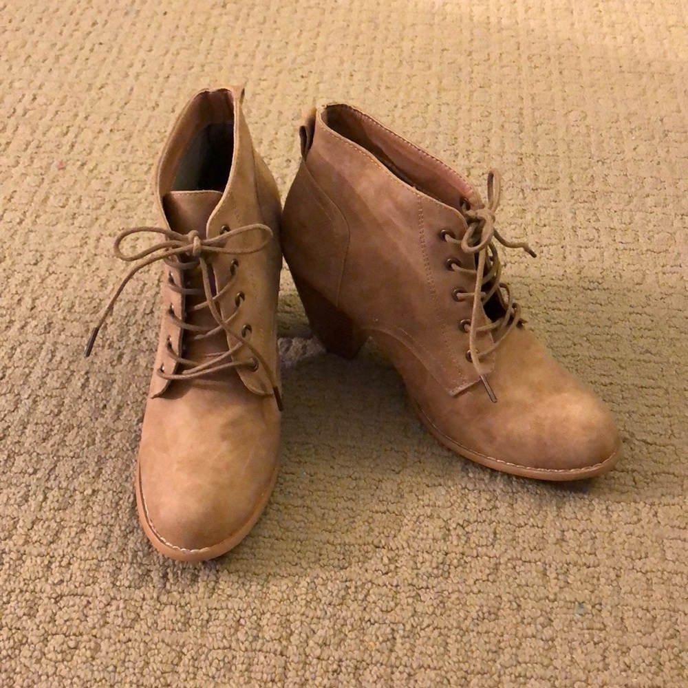 4 inch heel lace up booties